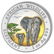 1 oz Somalia Elefant 2015 coloriert