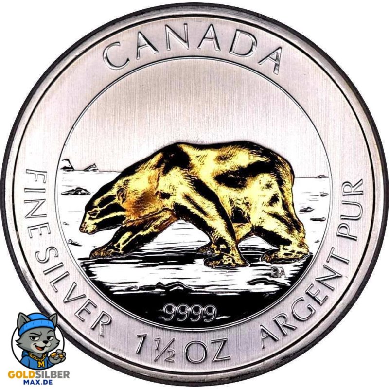 1,5 Unze Silber Polarbär 2013 Gilded