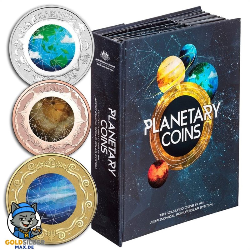 diverse Metalle 10 Münzen 13,88 $  PLANETEN IM SONNENSYSTEM - SATZ 10 MÜNZEN IM AUFKLAPPBUCH