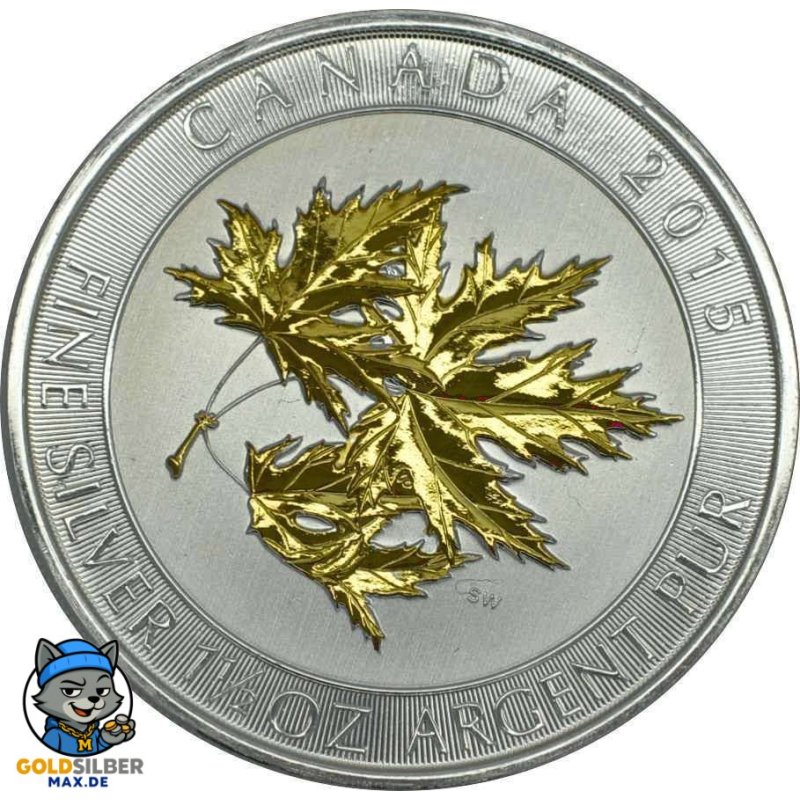 1,5 Unze Silber Maple Leaf 2015 Gilded