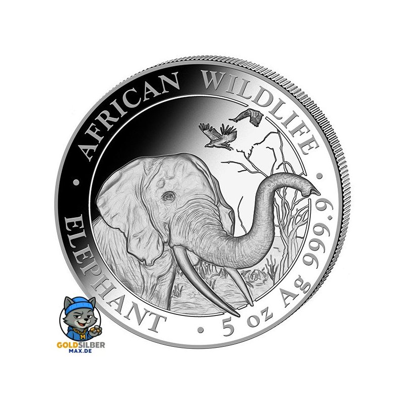 5 Unze oz Silber Somalia Elefant 2018