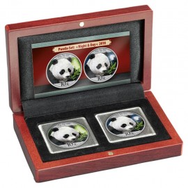 2 x 30 Gramm  Set Night & Day China Silber Panda 2018