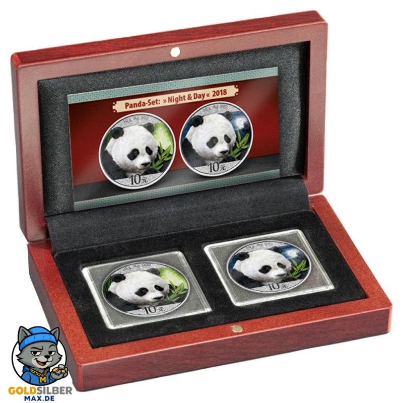 2 x 30 Gramm  Set Night & Day China Silber Panda 2018
