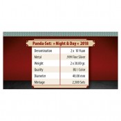 China Panda 2018 Set Night and Day  2x 30 gr Gramm Silber Silbermünze Farbig