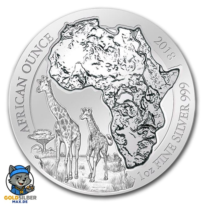 1 Unze Silber Ruanda Giraffe 2018
