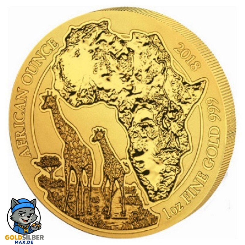 1 Unze Gold Ruanda Giraffe 2018 