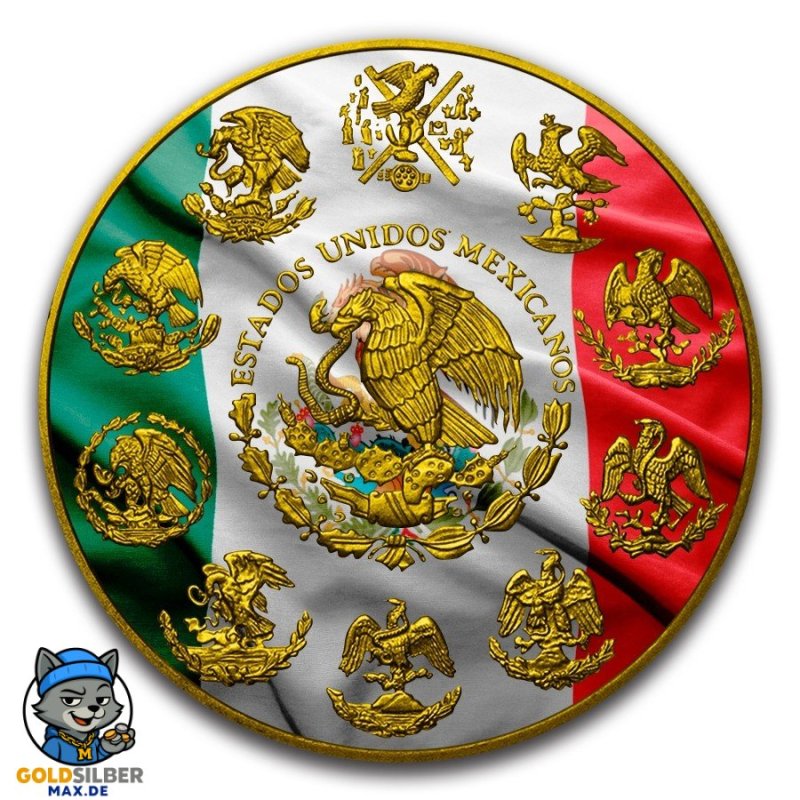 1 Unze Silber Mexiko Libertad 2017 Patriotic Flag Gilded