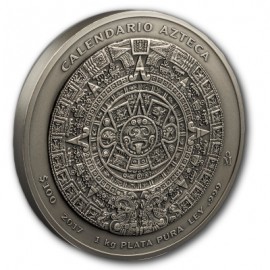 1 Kilo Silber Aztekenkalender Antique Finish 2017