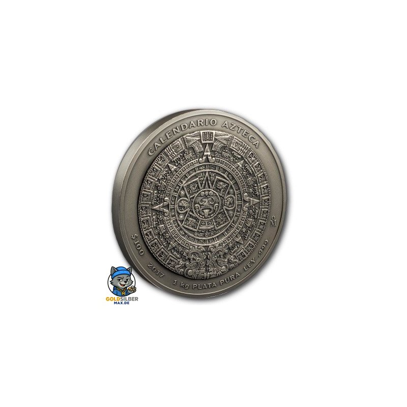 1 Kilo Silber Aztekenkalender Antique Finish 2017