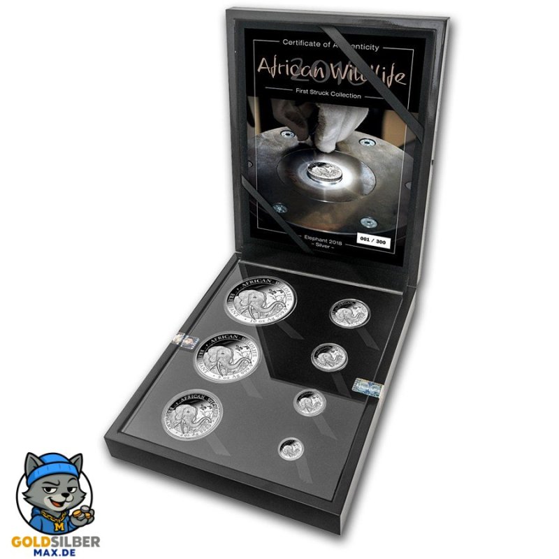 18,85 oz  First Struck Set  Silber Somalia Elefant 2018