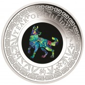 1 Unze Silber Silbermünze Opal Serie Lunar Rooster Hahn Perth Mint 2017