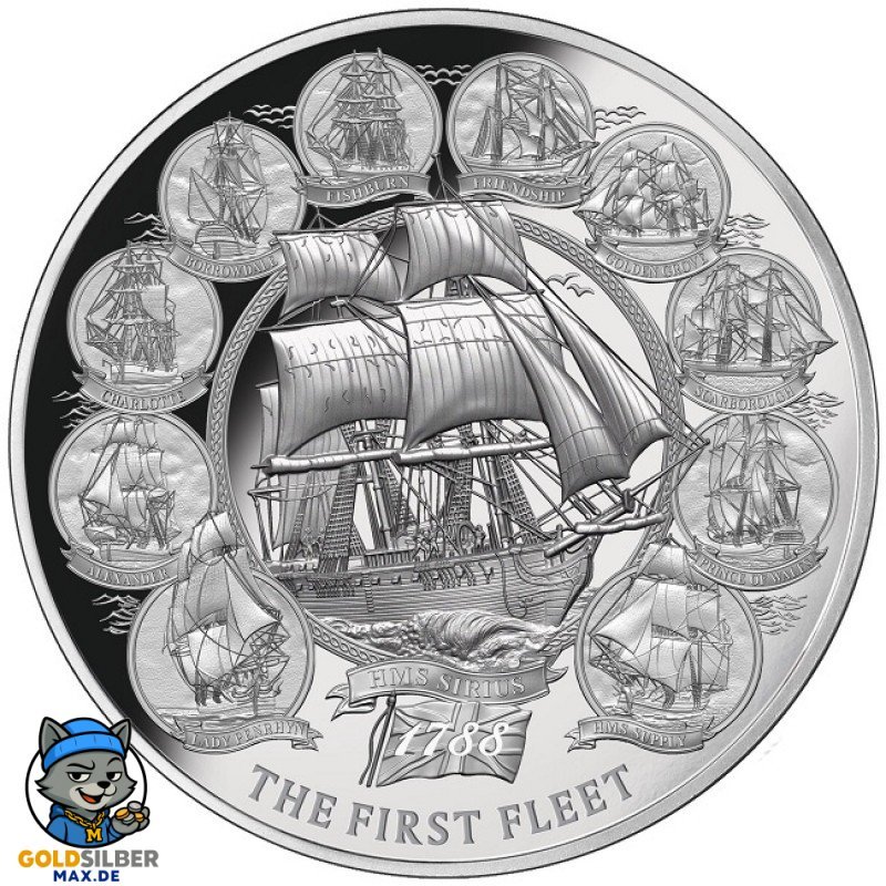 2 Unzen oz Silber Niue  5 $ - The First Fleet 2018 Ultra High Relie 