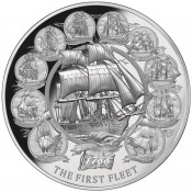 2 Unzen oz Silber Niue  5 $ - The First Fleet 2018 Ultra High Relie 