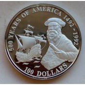 5 Unzen Silber100 Dollars 1990 Cook Islands Magellan - 500 Jahre Entdeckung Amerikas PP