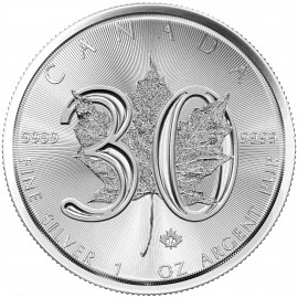 1 Unze Silber 30 Years - 30 Jahre Silver Maple Leaf  Kanada  2018 