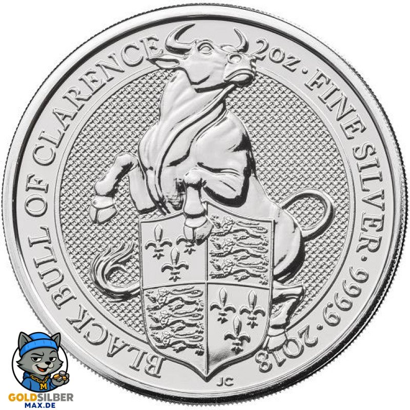 2 Unzen Queens Beasts Black Bull Schwarzer Bulle 2018 UK  High Relief