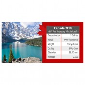 1 Unze Silber Maple Leaf 2018 – 30 Jahre Jubiläumsausgabe Farbig