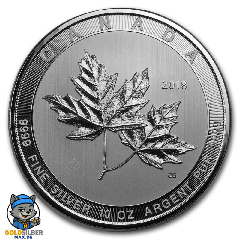 10 Unzen Silber Magnificient Maple Leaf Canada 50 CAD 2018