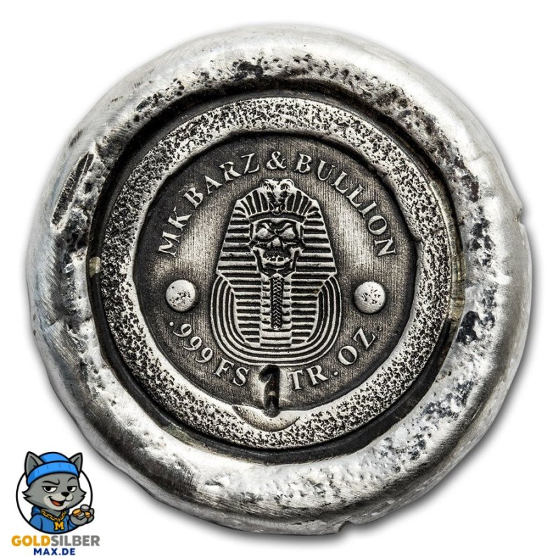 1 Unze oz Silber    Pharaoh Skull handgegossen
