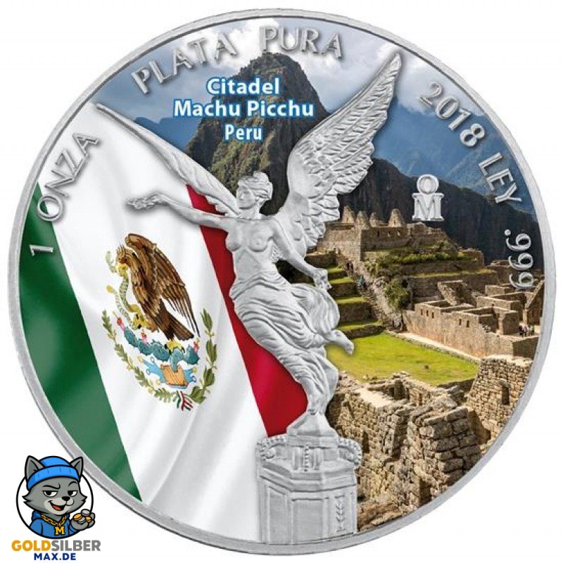 Libertad Mexiko 1oz 1 Unze Silber Silbermünze farbig coloriert Uxmal