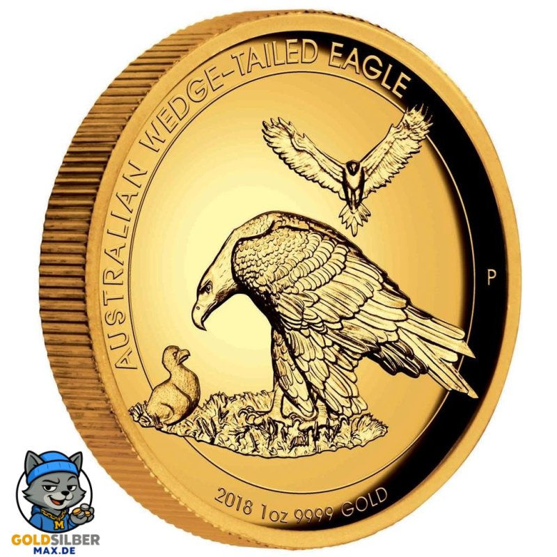 1 Unze Gold Wedge-Tailed Eagle High Relief PP mit Box 2018