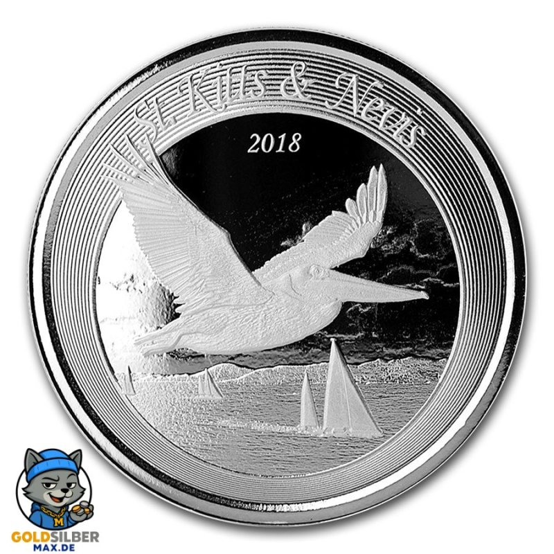 1 Unze Silber 2018 St Kitts Pelican BU