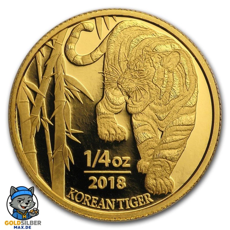 1/4 oz Gold Korean Tiger 2017 PP Box