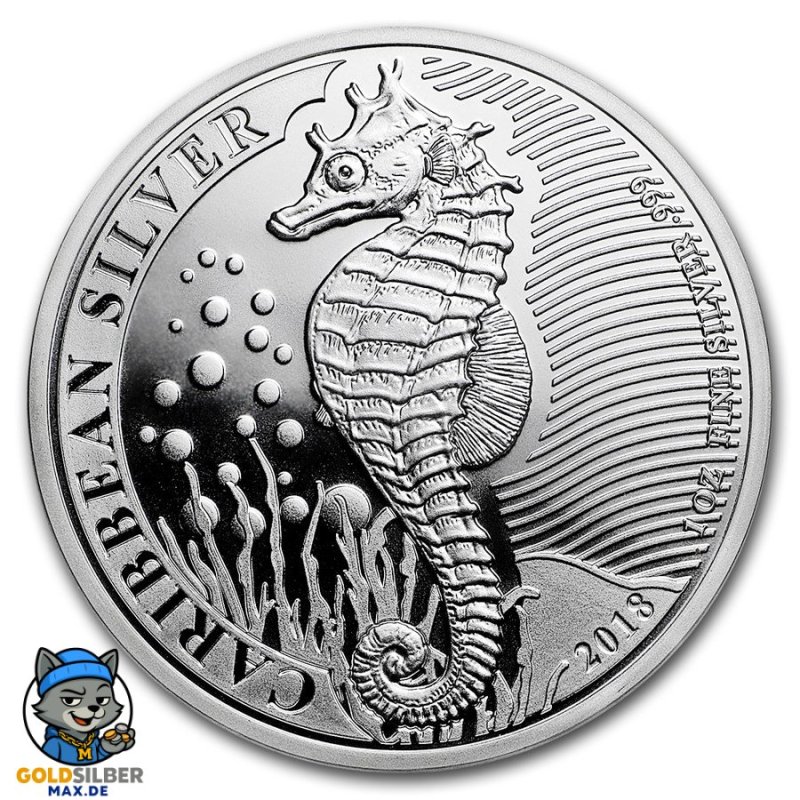 1 Unze Silber Sea Horse  Barbados 2018