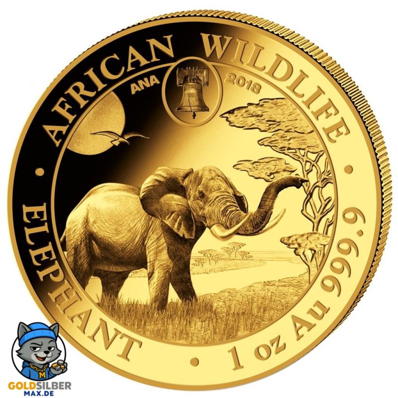 1 oz Unze Gold Somalia Elefant 2018 Privy ANA 