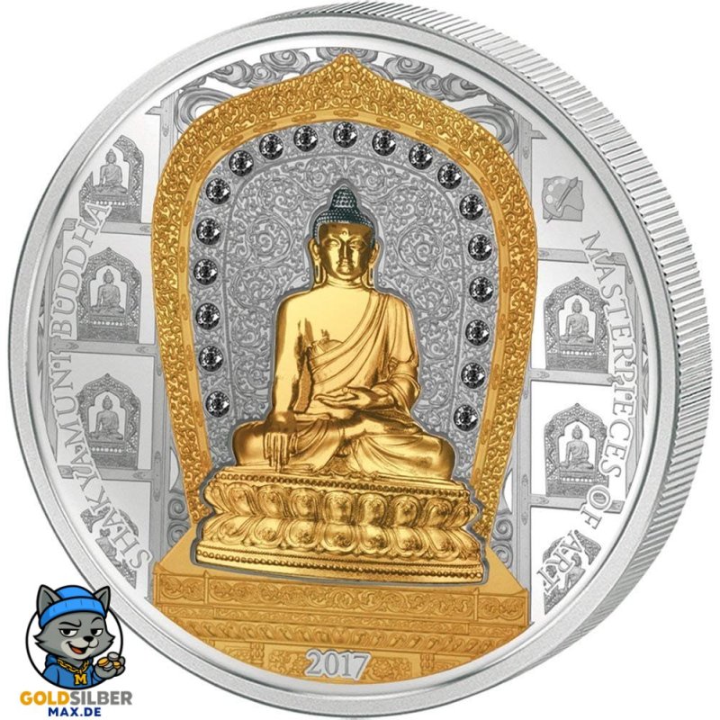 3 Unzen Silber 2017 Cook Islands  25 und 20 $ Shakyamuni Buddha 2017 3 Oz Silber + 1/4 Oz Gold RAR