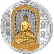 3 Unzen Silber 2017 Cook Islands  25 und 20 $ Shakyamuni Buddha 2017 3 Oz Silber + 1/4 Oz Gold RAR