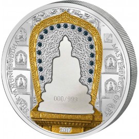 3 Unzen Silber 2017 Cook Islands 25 und 20 $ Shakyamuni Buddha 2017 3 Oz Silber + 1/4 Oz Gold RAR