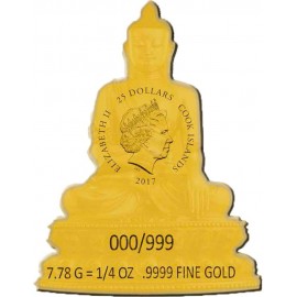 3 Unzen Silber 2017 Cook Islands 25 und 20 $ Shakyamuni Buddha 2017 3 Oz Silber + 1/4 Oz Gold RAR