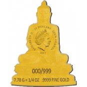 3 Unzen Silber 2017 Cook Islands 25 und 20 $ Shakyamuni Buddha 2017 3 Oz Silber + 1/4 Oz Gold RAR