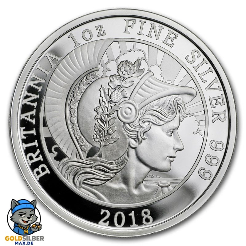 1 Unze Silber Britannia UK 2018   PP 2 Pfund  Silber PP 