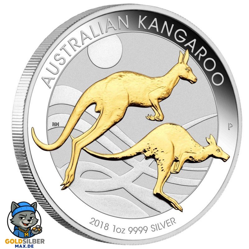 1 Unze Silber Känguru  Nugget 2018 Gilded