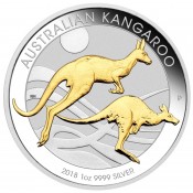 1 Unze Silber Australischer Känguru 2018 Gilded