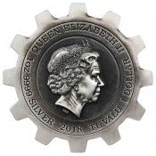 2 x 1 Unze Silber Tuvalu Evolution of Industry - Gear-Shaped Zahnradform Antique Finish