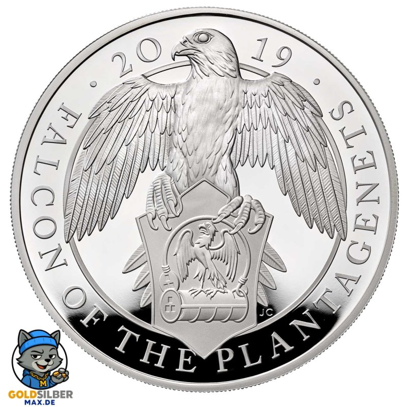 5 Unze Silber Queens Beasts Falcon 2019 PP 