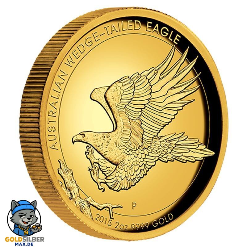 2 Unze Gold Wedge-Taild Eagle High Relief PP mit Box