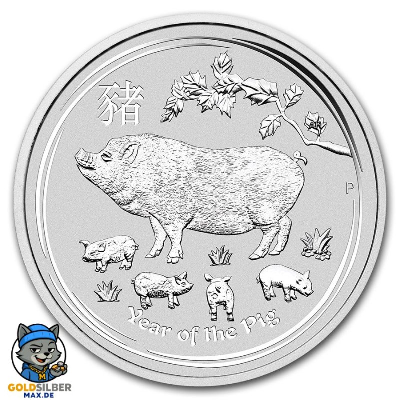 2 Unzen Silber Schwein  Lunar II 2019