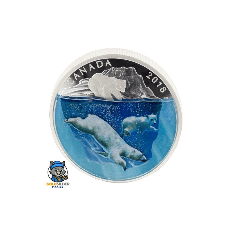 2 Unzen Silber 30 $ Canada Polar Bear 3D