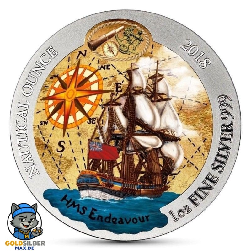 1 Unze Silber Nautical Endevour Ruanda 2018 Farbig