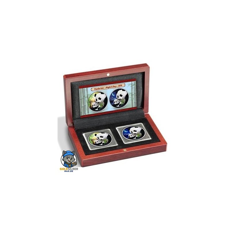 2 x 30 Gramm  Set Night & Day China Silber Panda 2019