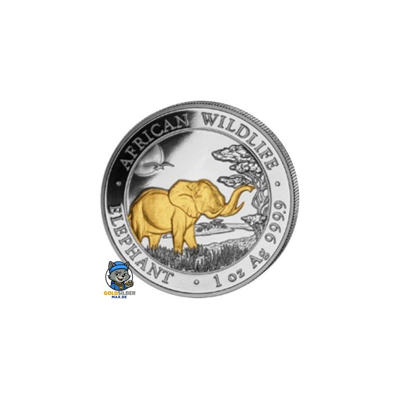 1 Unze Silber Somalia Elefant Gilded  2019