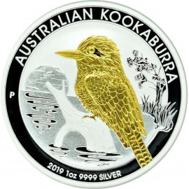 1 Unze Silber Australien Kookaburra 2019 Gilded