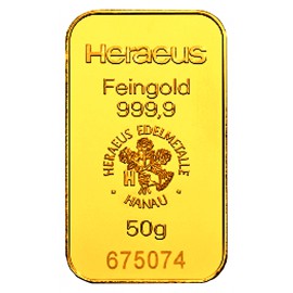 50 g Goldbarren Heraeus