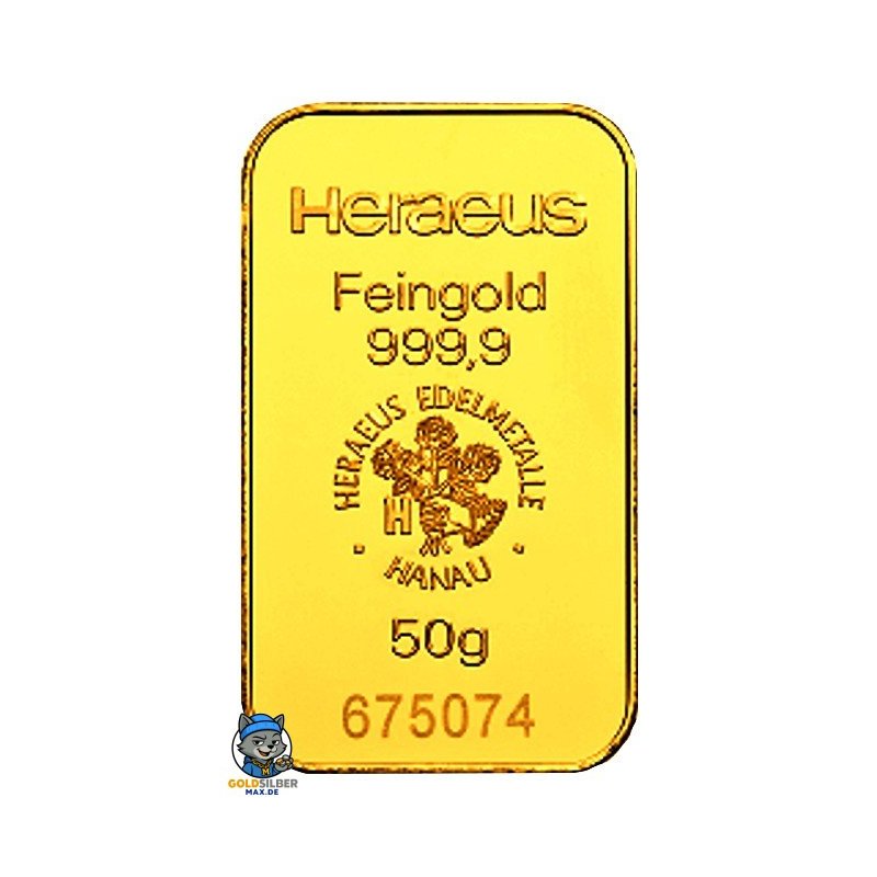 50 g Goldbarren Heraeus