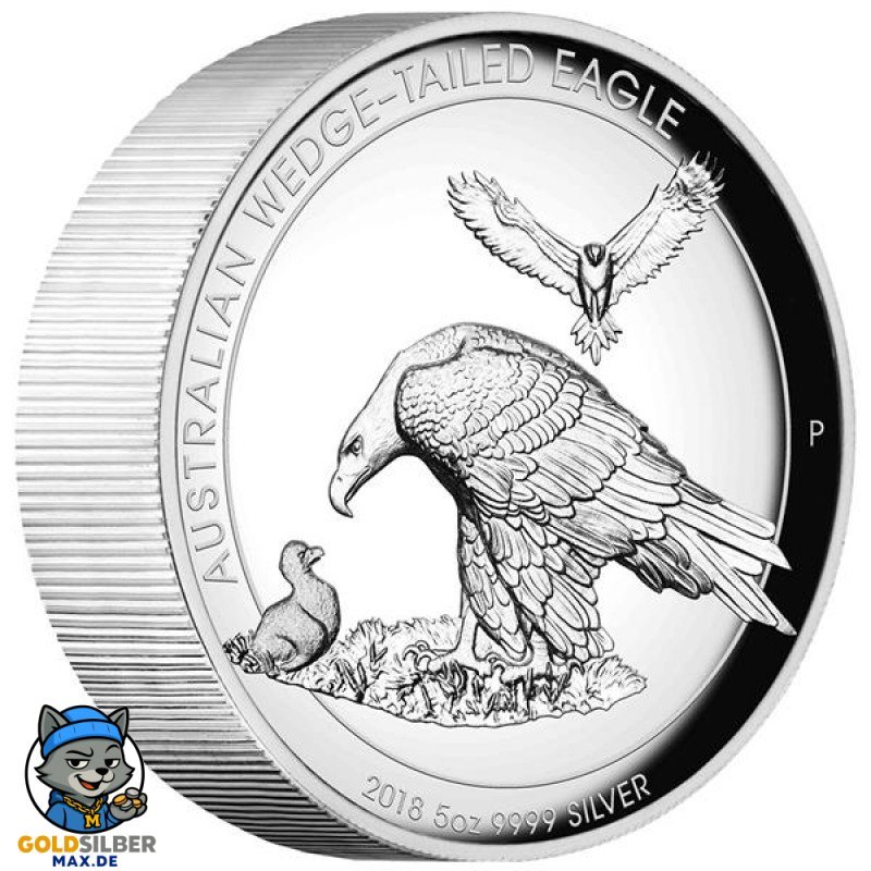 5 Unzen Silber Wedge-Tailed Eagle PP 2018 High Relief