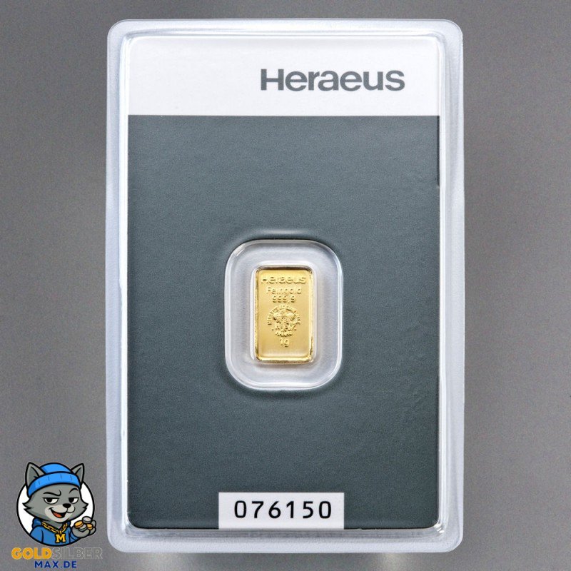 1 g Goldbarren Heraeus